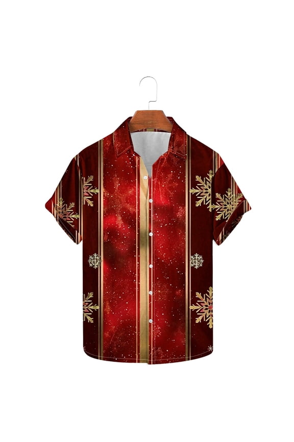 Mens Shirts Casual Christmas Short Sleeve Trendy Shirts for Men Graphic