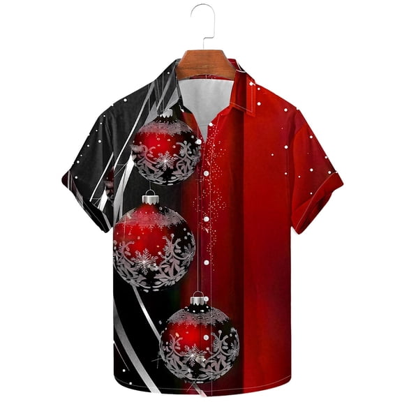 Elvqul Mens Shirts Christmas Funny Button up Short Sleeve Big and Tall Shirts for Men Graphic