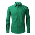 thumbnail image 1 of Elvqul Mens Shirts Big and Tall Long Sleeve Elastic Button up Green Mens Tops Dress Shirts, 1 of 3