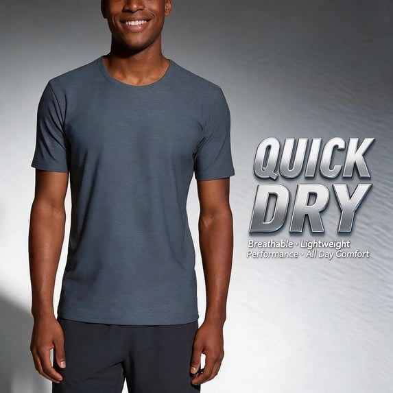 Elvqul Mens Shirts Crew Neck Pullover T Shirts Purple Quick Dry Stretchy Short Sleeve Workout Plain Tops for Men Summer