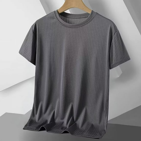 Vetsdori Mens Shirts Dark Gray Short Sleeve Pullover Breathable Loose Solid Fashion Travel T-Shirts for Men Round Neck