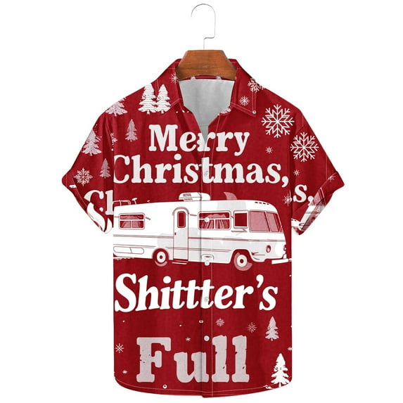 Elvqul Mens Shirts Graphic Casual Trendy Button up Christmas Shirts for Men