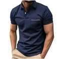 thumbnail image 1 of Elvqul Mens Shirts Navy T-Shirts Polo Plain Collared Holiday Short Sleeve Big and Tall Polo Shirts, 1 of 5