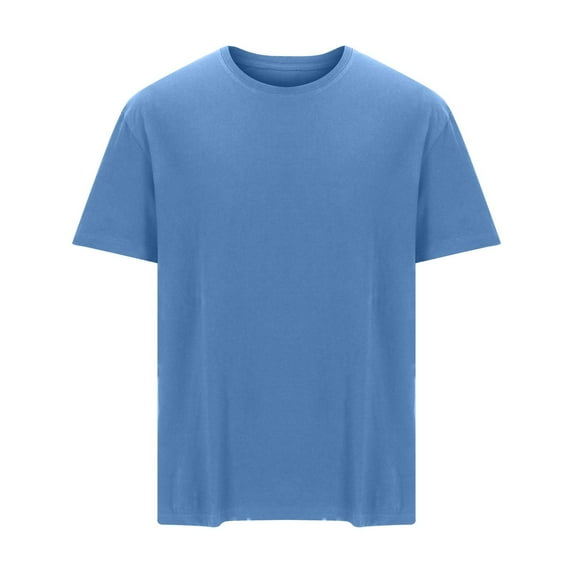 Elvqul Mens Shirts Sky Blue Short Sleeve T-Shirts Stylish Crew Neck Under $10 Lightweight Pullover Solid Color Shirts for Men