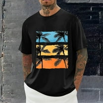 Vetsdori Mens Short Sleeve T-Shirts Loose Outdoor Pull On Black Printed Sports Muscle Trendy Shirts for Men Crew Neck