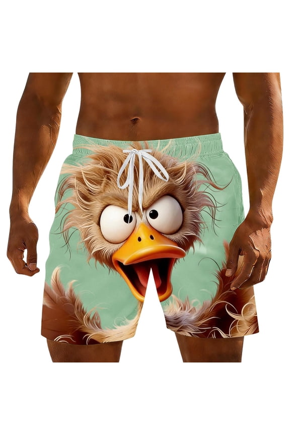 Mens Shorts Stretch Elastic Waist Board Shorts Summer Resort Funny Face Print Swimming Swim Trunks for Men Drawstring