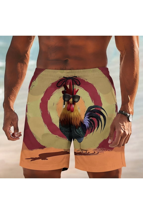 Mens Shorts Stretch Resort Drawstring Board Shorts Summer Elastic Waist Sports Swim Trunks for Men Funny Face Print