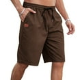 thumbnail image 1 of Elvqul Mens Shorts Under $10 Flat Front Print Pull On Brown Basketball Shorts for Men, 1 of 7