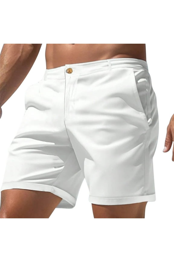 Mens Shorts White Flat Front Basketball Shorts for Men Solid
