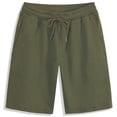 thumbnail image 1 of Gymvis Mens Shorts with Pockets Army Green Elastic Waist Pull On Drawstrings Solid Color Shorts for Men Summer, 1 of 3