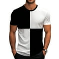 thumbnail image 1 of Vetsdori Mens Slim Fit Shirts Short Sleeve White Pull on Muscle Sports Patchwork Casual Crew Neck Regular T-Shirts for Men Travel, 1 of 7
