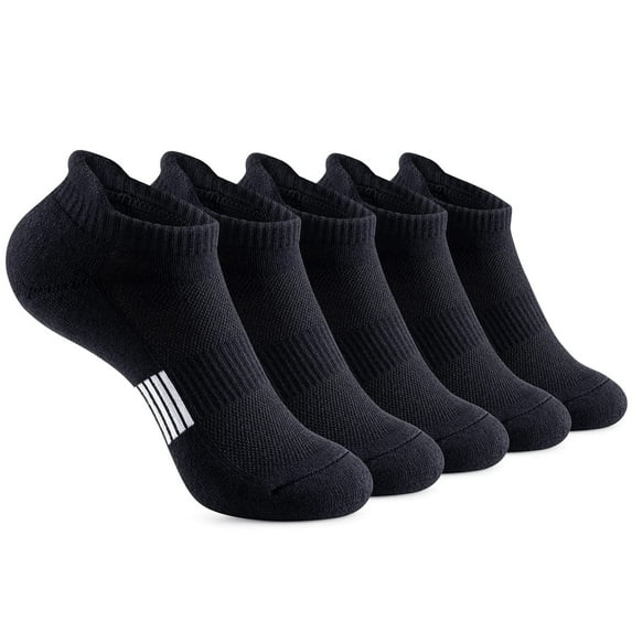 Elvqul Mens Socks Ankle Black Running Cotton Unisex Cozy Sock for Men 5 Pairs