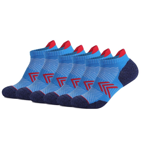 Elvqul Mens Socks Ankle Non Slip Cozy Running Cotton Blue Sock for Men 6 Pairs