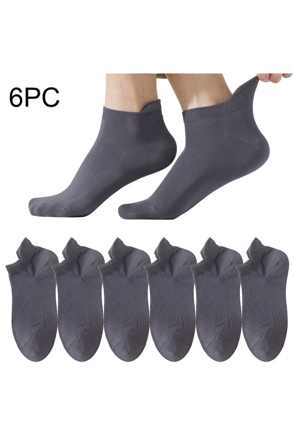 Mens Socks Ankle Solid Purple Cotton Breathable Non Slip Basic Sock for Men 6 Pairs