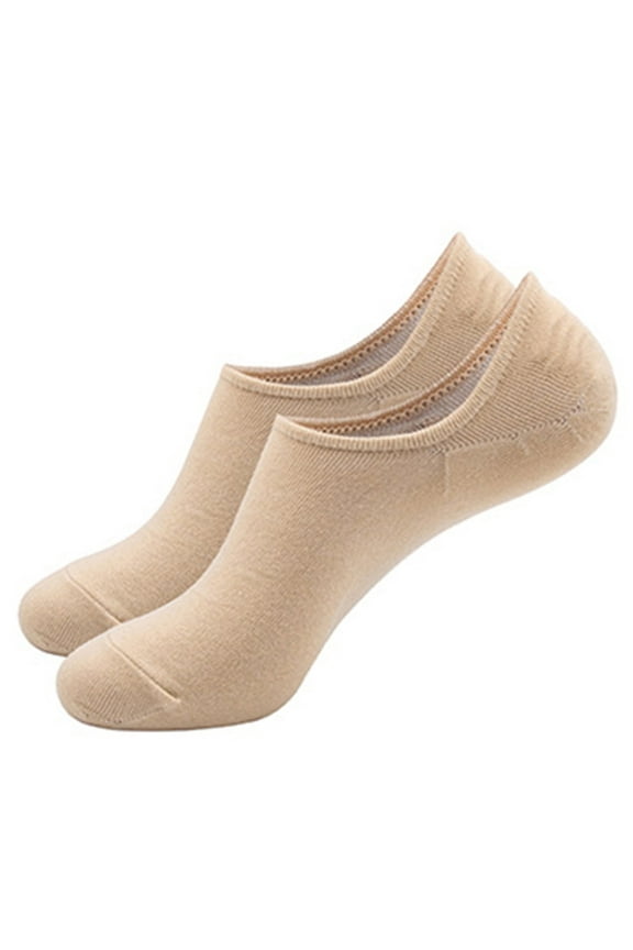 Mens Socks No Show Low Cut Cozy Unisex Non Slip Solid Cotton Khaki Sock for Men