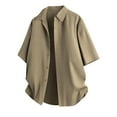 thumbnail image 1 of Vetsdori Mens Solid T-Shirts Short Sleeve Work Button Khaki Collared Trendy Outdoor Crew Neck Shirts for Men, 1 of 8