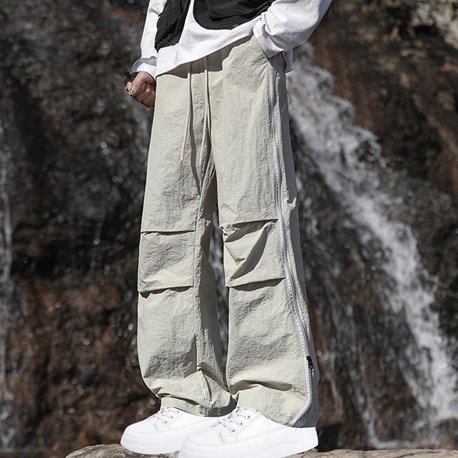 Noval Men's Wide Leg Cargo Pants with Ruched Detail