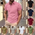 thumbnail image 1 of Elvqul Short Sleeve T-Shirts for Men Summer Polo with Collared Work Button up Plain Pullover V-Neck Mens Shirts, 1 of 5