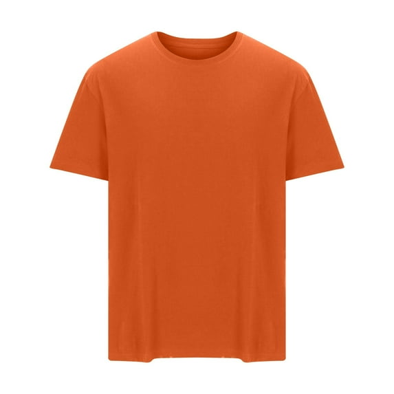 Elvqul Mens Tee Shirts Casual Orange T-Shirts Solid Everyday Pullover Shirts for Men Crew Neck