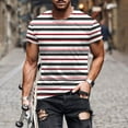 thumbnail image 1 of Elvqul Mens Tops Short Sleeve Crew Neck Tees Big and Tall Summer Striped, 1 of 5