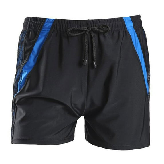 Elvqul Mens Trunks Big and Tall Solid Lightweight Swimwear Drawstring Blue Swim Trunks Mens