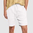 thumbnail image 1 of Elvqul Mens White Shorts Flat Front Summer Solid Color Shorts for Men, 1 of 6