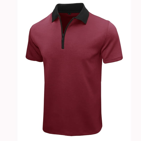 Vetsdori Mens Wine Shirts Outdoor Collared Pull-On Solid Button up Short Sleeve Pocket Holiday T-Shirts for Men