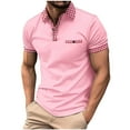 thumbnail image 1 of Elvqul Mens Work Shirts Short Sleeve Plaid Holiday T-Shirts Polo Big and Tall Collared Pink Polo Shirts, 1 of 5