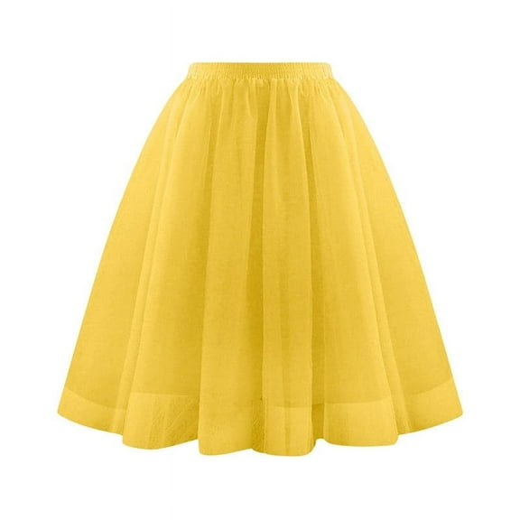 Elvqul Midi Skirts Women High Waist Gold Daily Summer Print Mesh Multi-Layer Straight Plus Size Skirts