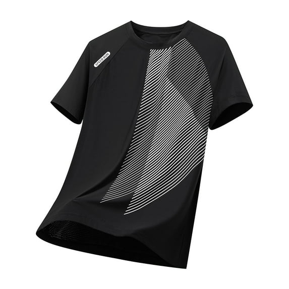 Vetsdori Moisture-Wicking Shirts for Men Plain Athlete Pull on Black Crew Neck Dry Fit Workout Travel Mens T-Shirts Short Sleeve