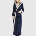 thumbnail image 1 of Elvqul Navy Robes Soft Long Length Plain Unisex Womens Sleepwear Robe, 1 of 9