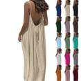thumbnail image 1 of Elvqul Nightdress for Women Summer Sleeveless Cami Dress Crew Neck Casual Pull On Plus Size Low Back Solid Ladies Maxi Dress Pleated, 1 of 10