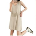 thumbnail image 1 of Royisotas Nightgowns for Women Long Beige Nightdress Plus Size Casual Sleeveless Loose Womens House Wear, 1 of 4
