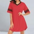 thumbnail image 1 of Royisotas Nightgowns for Women Loose Nightdress Red V-Neck ShortSleeve Casual Ladies House Wear, 1 of 8