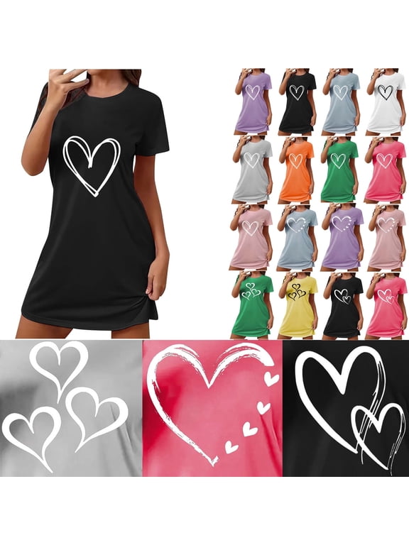 Nightgowns for Women Plus Size Nightdress CrewNeck Black Womens Night Gowns ShortSleeve
