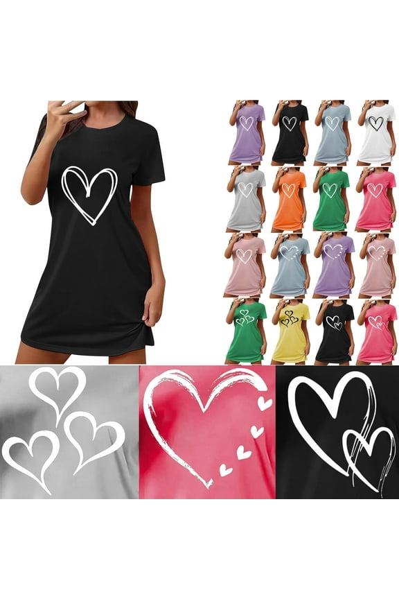 Nightgowns for Women Plus Size Nightdress CrewNeck Black Womens Night Gowns ShortSleeve