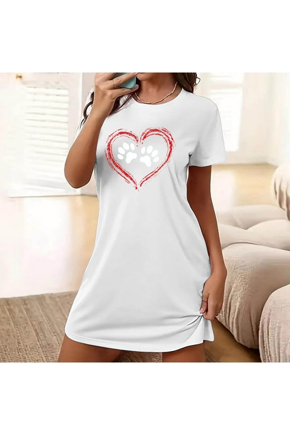 Nightgowns for Women White Casual Pajamas Short Sleeve Short Plus Size Comfortable Womens Sleepwear Solid Color