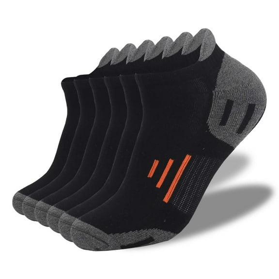 Elvqul No Show Socks for Men,Low Cut Breathable Basketball Black Cotton,Mens Athletic Socks,6 Pack