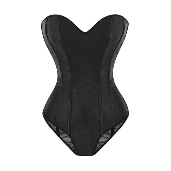 Elvqul Overbust Corset for Women Camisole Bustiers Backless Lace Up Solid Color Sleeveless Shapewear Womens Corset Tops