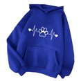 thumbnail image 1 of Elvqul Oversized Hoodies for Women Hooded Sweatshirts Women Graphic Blue Sweater Soft Long Sleeve Fall Blouse, 1 of 2