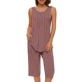 thumbnail image 1 of Elvqul Pajamas for Women 2PC Sleepwear Sleeveless Cropped Pink Tops and Capris Pajamas Set, 1 of 6