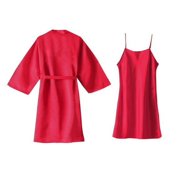 Elvqul Pajamas for Women Sleeveless Plus Size Casual Loungewear Plain Drawstring Red Holiday Camisoles Silk Pajamas Set