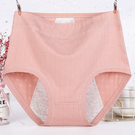 Elvqul Panties Women High Waist Comfortable Pink Cotton Underwear Period Lace Briefs Plus Size Panties