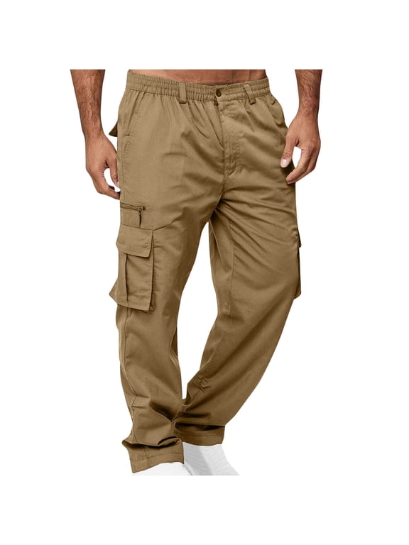 Pants for Men Cargo Big and Tall Casual Khaki With Pockets Mens Pants Zipper Pants