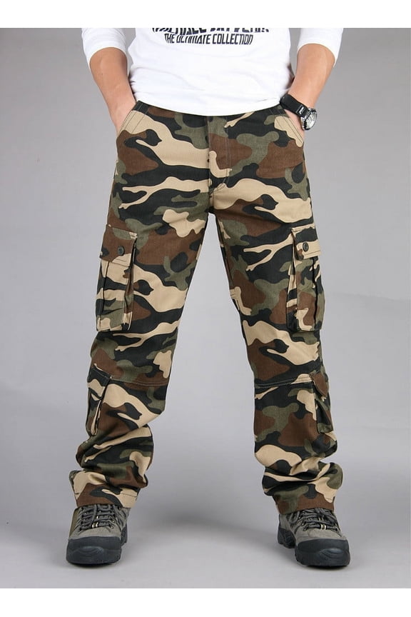 Pants for Men Cargo Casual Khaki Camo Mens Pants With Pockets Cotton Pants