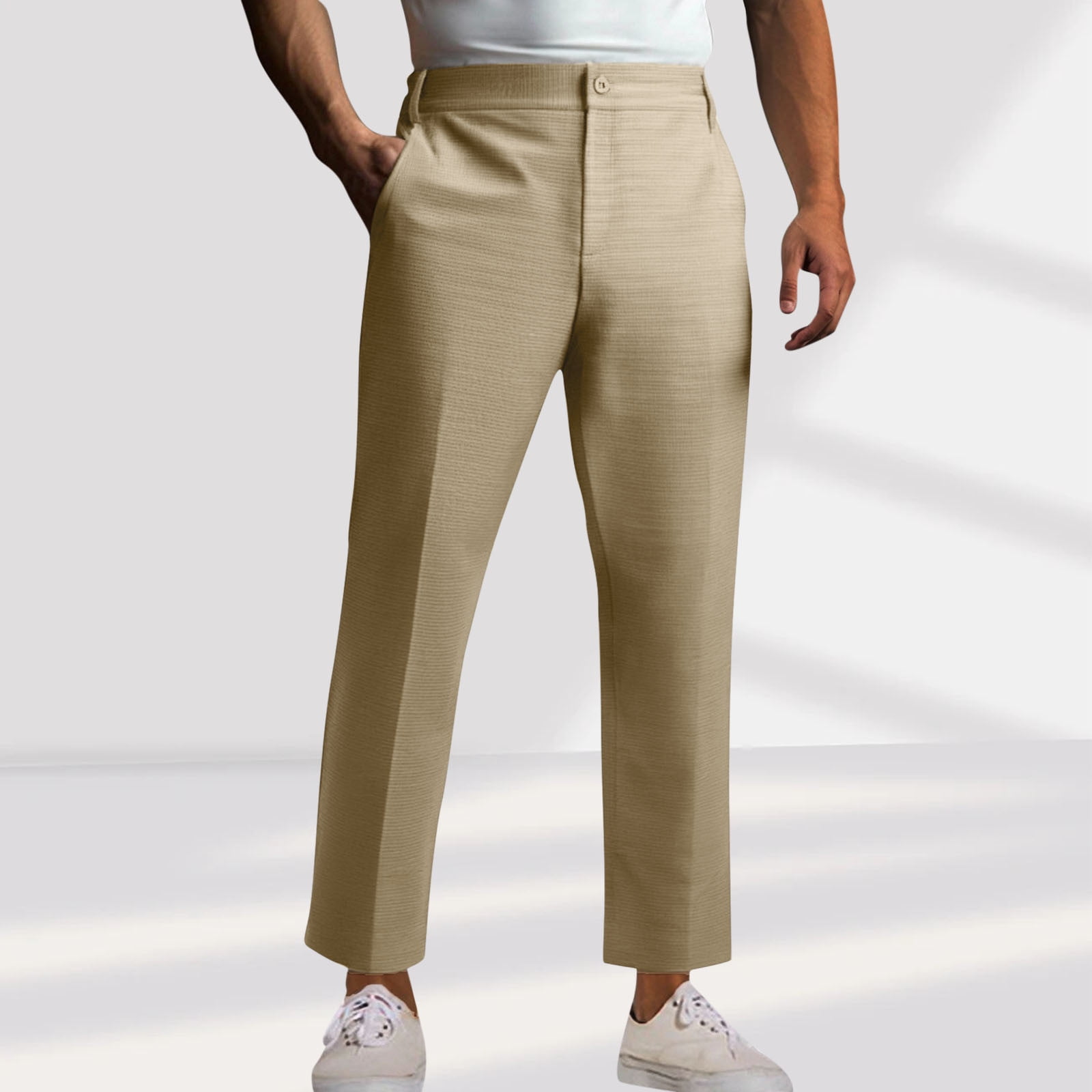 Elvqul Pants for Men Plain Work Khaki Pullover Fashion Skin-Friendly ...