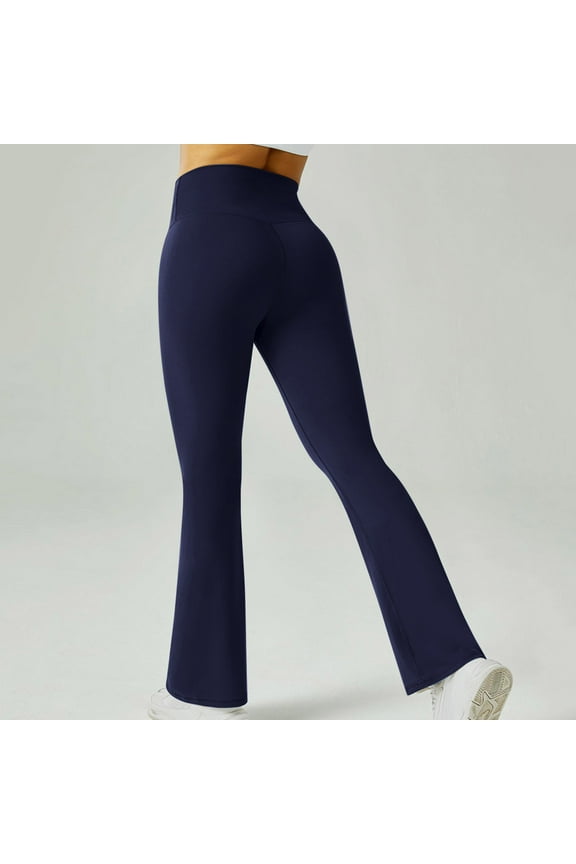 Pants for Women Navy Sports Athletic Comfy High Waist Activewear Flare Bottoms Solid Juniors Pants