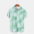 thumbnail image 1 of Elvqul Party Shirts Men Button up Green Summer Shirts Collared Short Sleeve Holiday Hawaii Printed Tops, 1 of 4