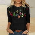 thumbnail image 1 of Elvqul Party Shirts for Women Christmas Tops Crewneck 3/4 Sleeve Graphic Womens Shirts Plus Size, 1 of 5