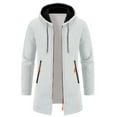 thumbnail image 1 of Elvqul Peacoat Jackets for Men Knit White Solid Hooded Coat Fashion Zipper Pockets Jackets Winter Long Sleeve Shirts, 1 of 4